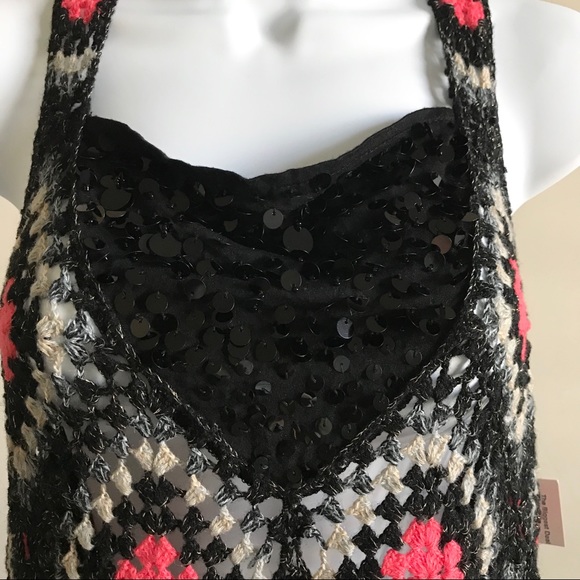 Free People Love Trapeze Crochet Tee Vee Sequins - Picture 3 of 7